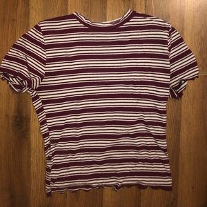 small maroon and white striped shirt